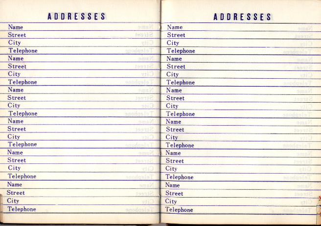 An open paged blank address book